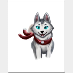 Cute Husky Drawing Posters and Art